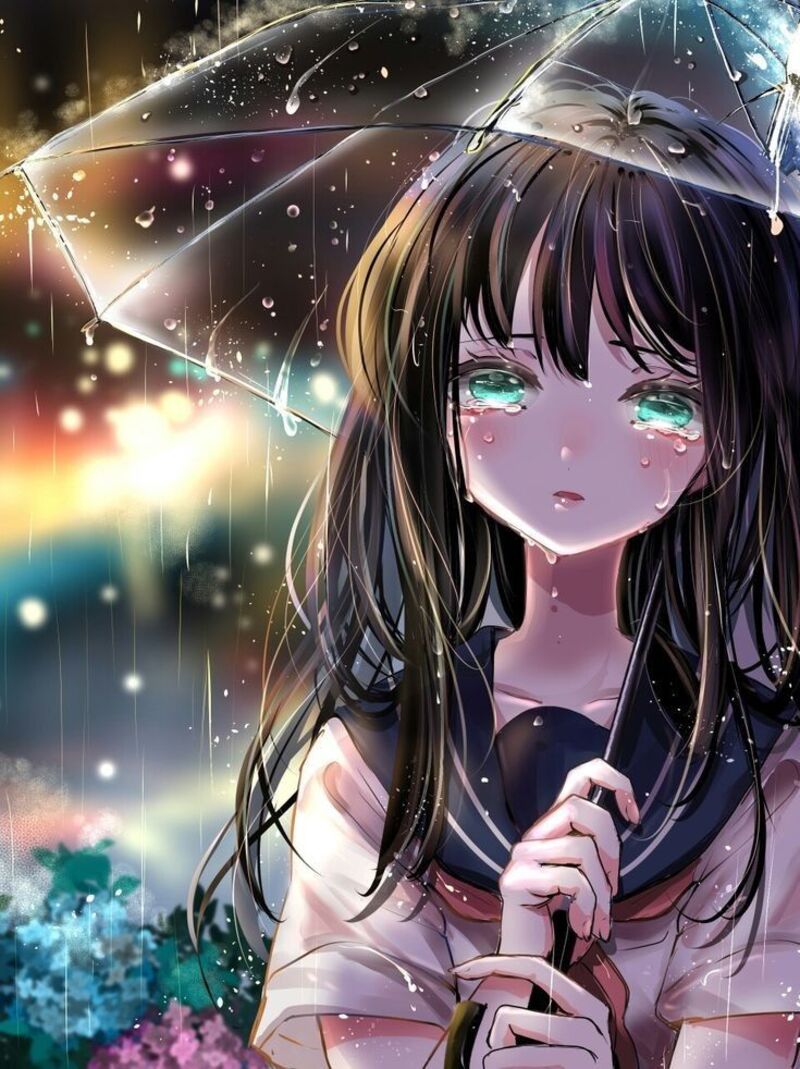 Hình ảnh chibi buồn rơi nước mắt đầy cảm xúc