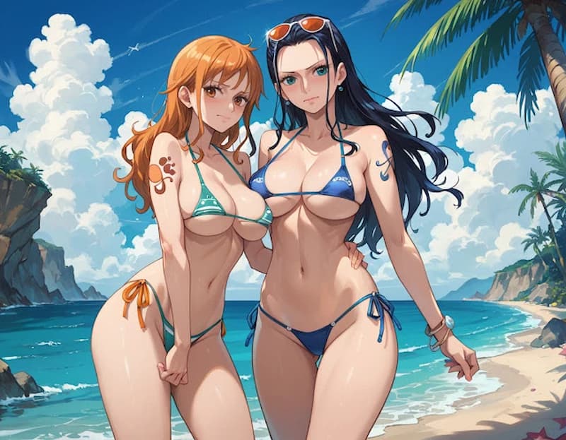 Ảnh Nami mặc bikini xanh ngọc