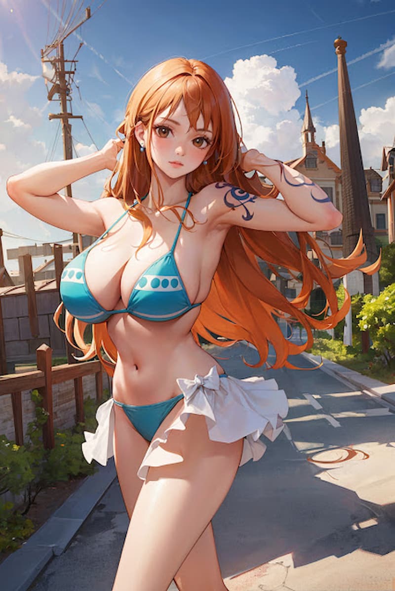 Ảnh Nami mặc bikini xanh ngọc