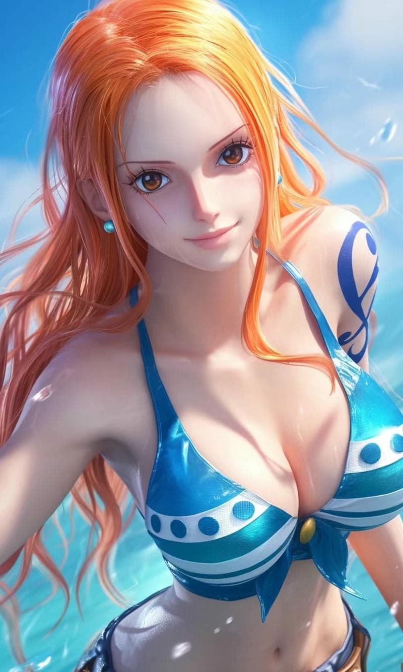 Ảnh Nami mặc bikini xanh ngọc