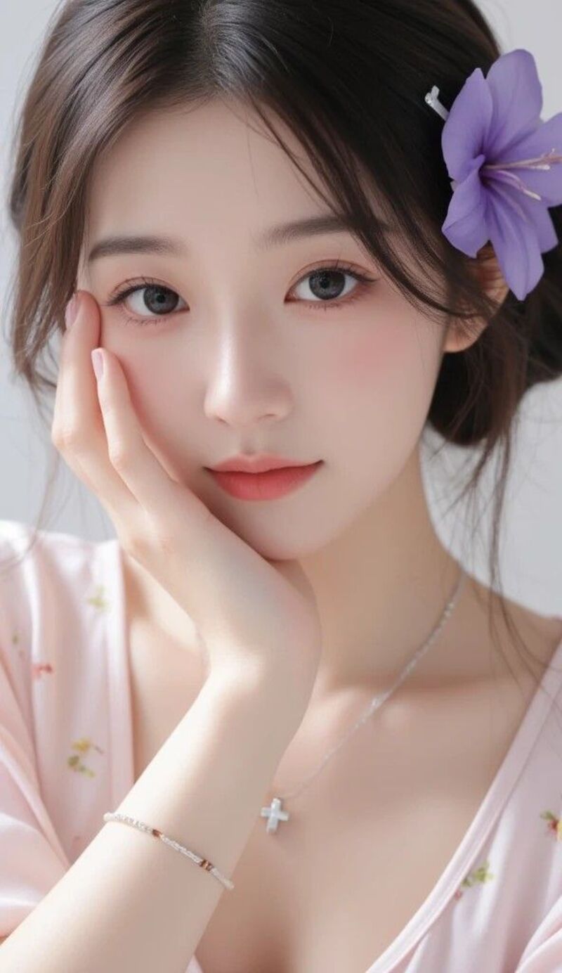 hình ảnh gái cute bên bộ đồ pink