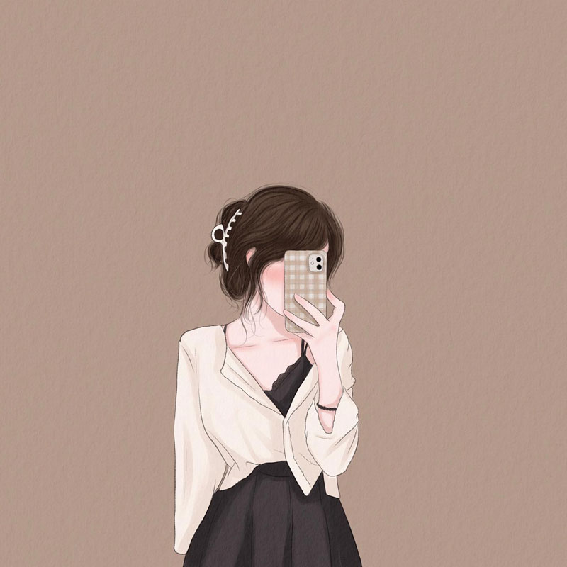 Gái chibi má hồng che mặt với nở nụ cười ngại ngùng.