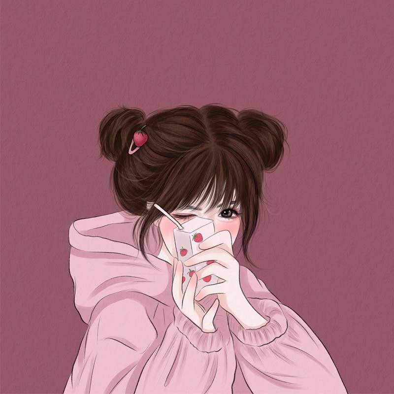 Hình gái xinh che mặt chibi đang thẹn thùng giấu mặt.