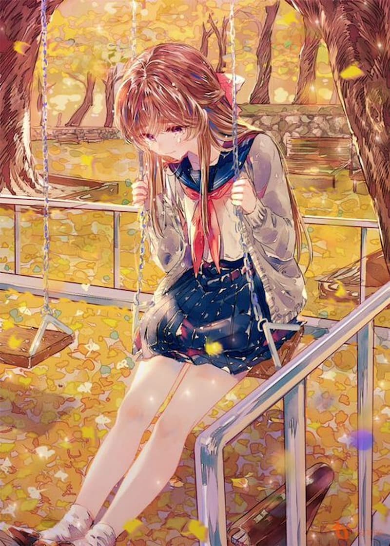 Hình nền điện thoại Anime nữ buồn