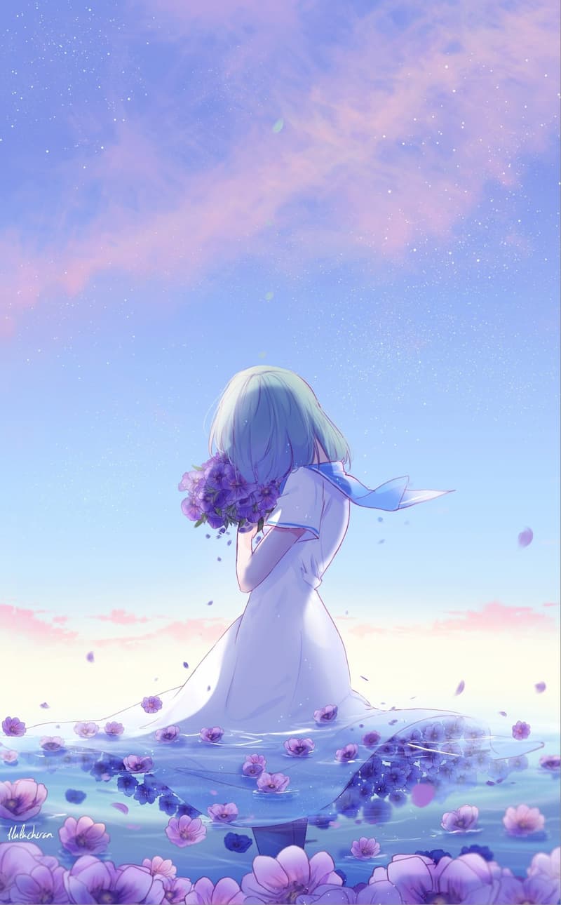 Hình nền điện thoại Anime nữ buồn