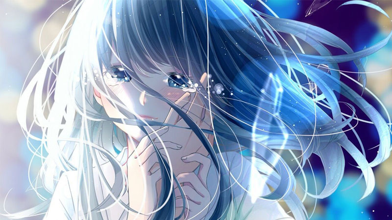 Hình nền máy tính Anime nữ buồn
