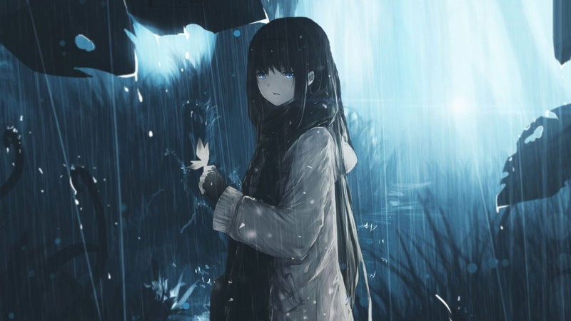 Hình nền máy tính Anime nữ buồn