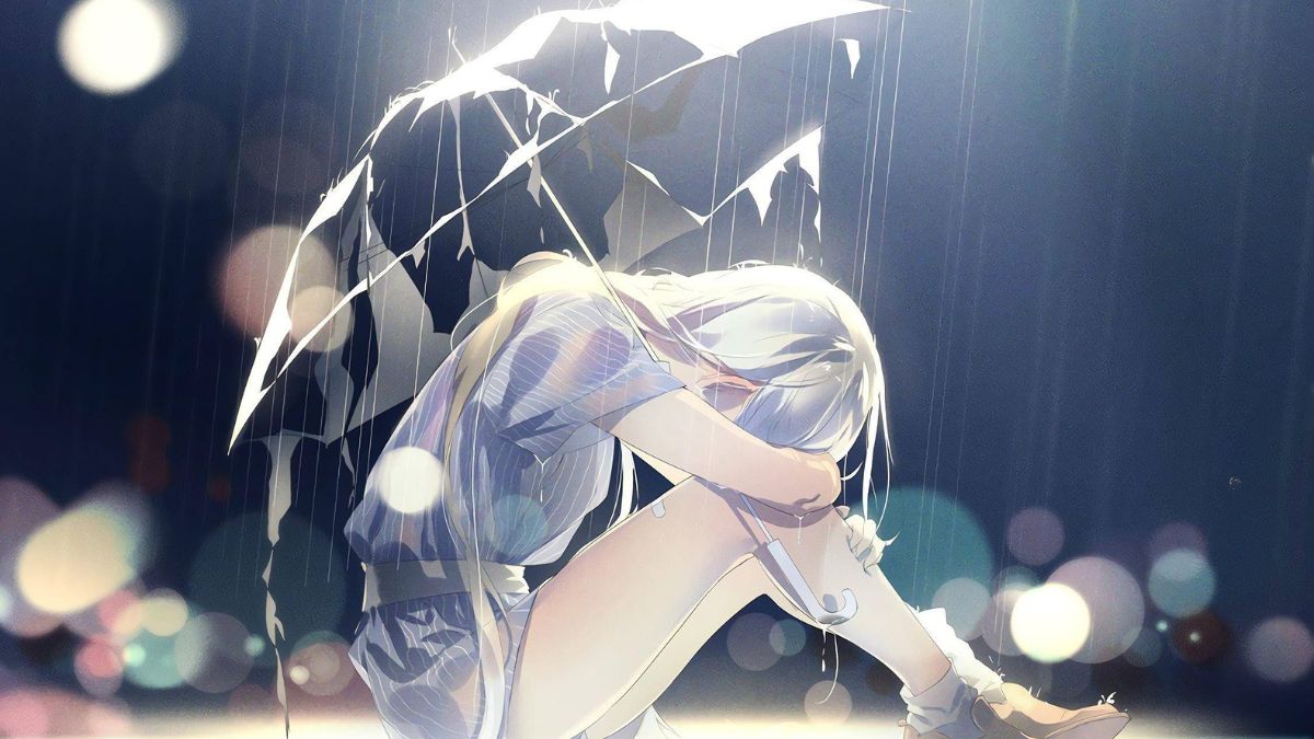 Hình nền máy tính Anime nữ buồn