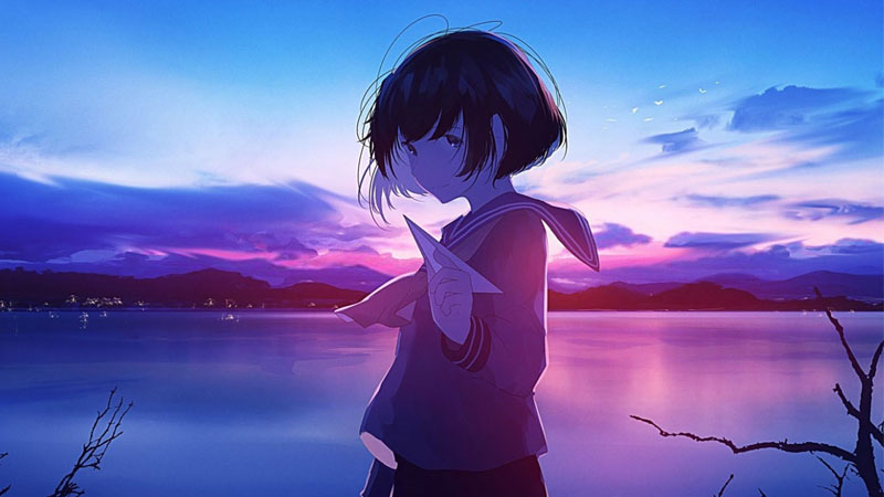 Hình nền máy tính Anime nữ buồn