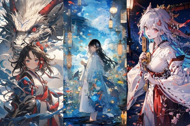 Hình nền máy tính gái anime cổ trang 