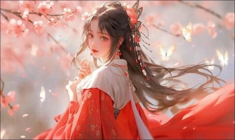 Hình nền máy tính gái anime cổ trang 