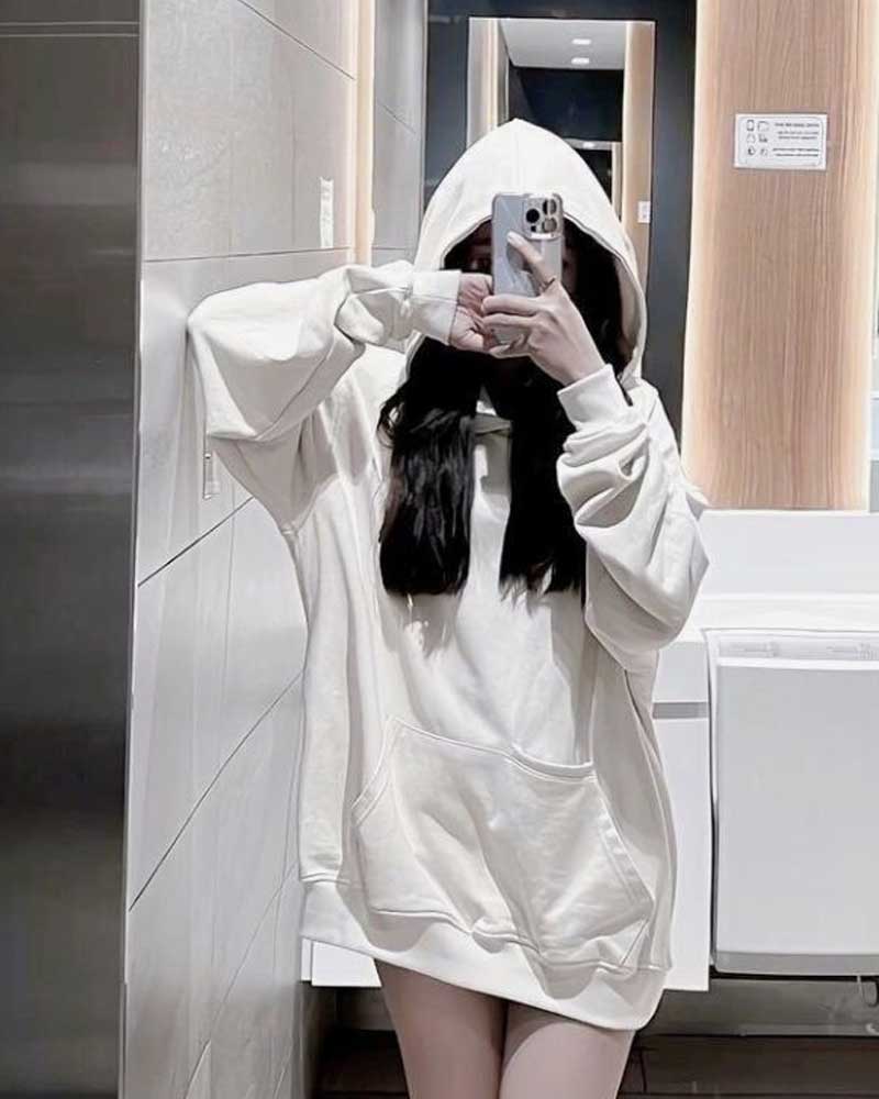 Avatar girl che mặt với áo hoodie trắng cực ngầu và cá tính